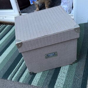 Gray Storage Box with Metal Accents 12”x12”x10”